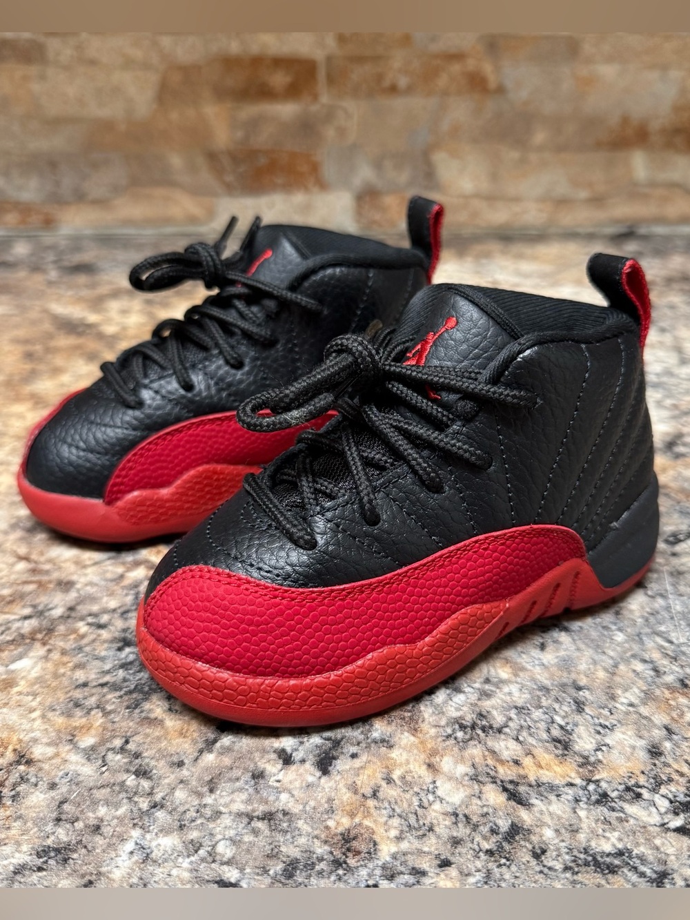 Nike Air Jordan 12 Retro TD Flu Game Black Red Toddler Shoes 850000-002 Size 7C